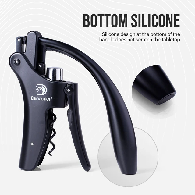 Alt view image 5 of 7 - Vertical Lever Corkscrew with Non-Stick Worm, Compact Rabbit Wine Opener Wine Bottle Opener with built-in Foil Cutter