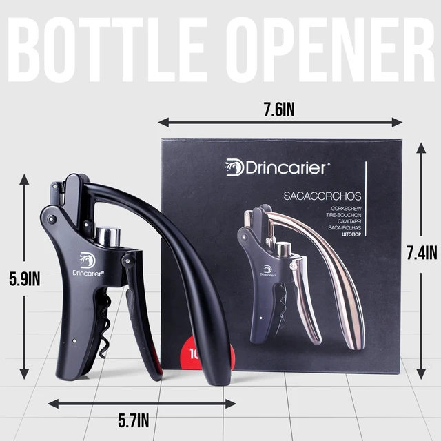 Alt view image 7 of 7 - Vertical Lever Corkscrew with Non-Stick Worm, Compact Rabbit Wine Opener Wine Bottle Opener with built-in Foil Cutter