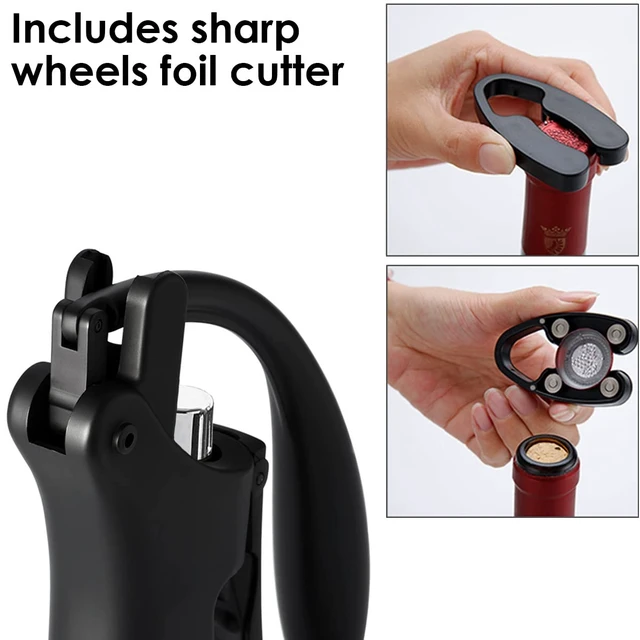 Alt view image 6 of 7 - Compact Wine opener Vertical Lever Corkscrew Wine Bottle Opener with Foil Cutter & Extra Screw