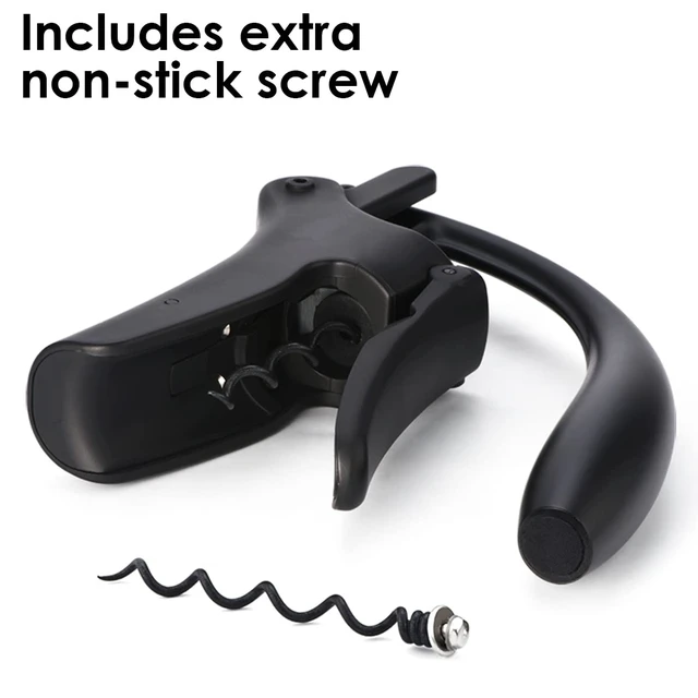 Alt view image 7 of 7 - Compact Wine opener Vertical Lever Corkscrew Wine Bottle Opener with Foil Cutter & Extra Screw