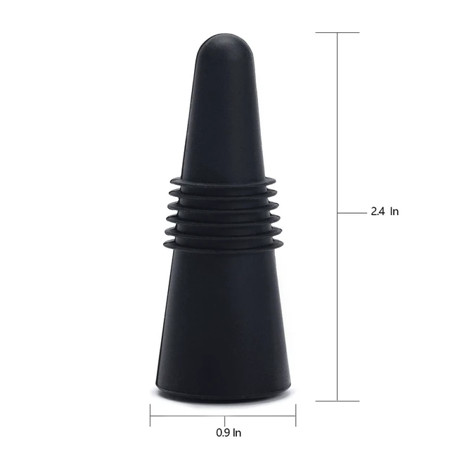 Alt view image 3 of 7 - Wine Stoppers (Set of 5), Silicone Wine Bottle stopper and Beverage Bottle Stoppers, Black