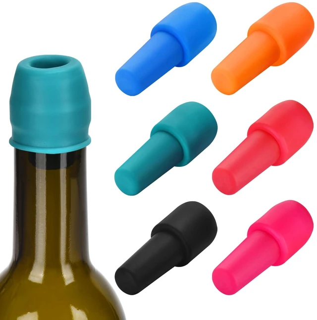 Main image of 6 Pack Silicone Wine Stoppers, by Brusoon (Multicolor) | Wine Stoppers for Wine Bottles, Wine Seal Stopper Can Be Reused to Keep Wine Fresh