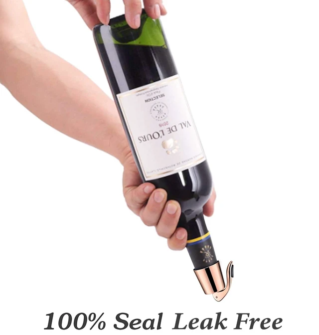 Alt view image 4 of 7 - 2-Pack Wine Stoppers, Airtight Seals to Keep Wine Fresh, Easy Press-to-Seal | Leakproof for horizontal storage, Expanding silicone seal, Reusable, Elegant rose gold finish, Ideal gift for wine lovers