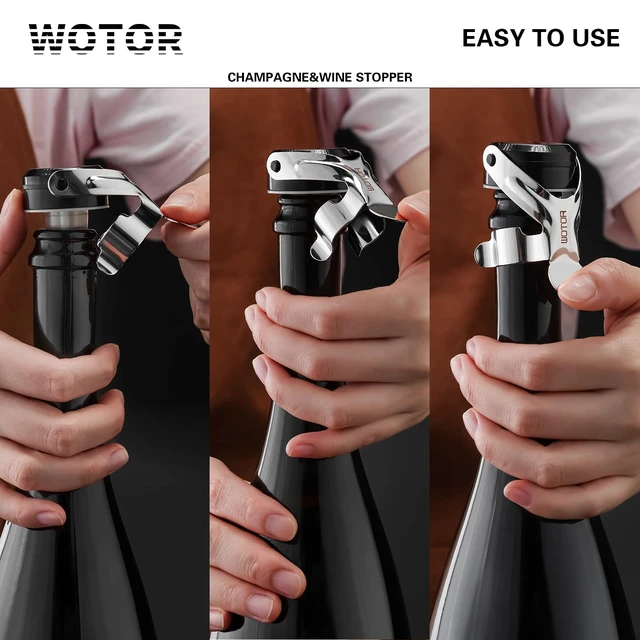 Alt view image 3 of 7 - Champagne & Wine Bottle Stoppers, Champagne Cork, 6 Pack, Silver | Food Grade Silicone, Leak Proof Keep Fresh, Suitable for Wine, Champagne, Cava, Prosecco and Sparkling