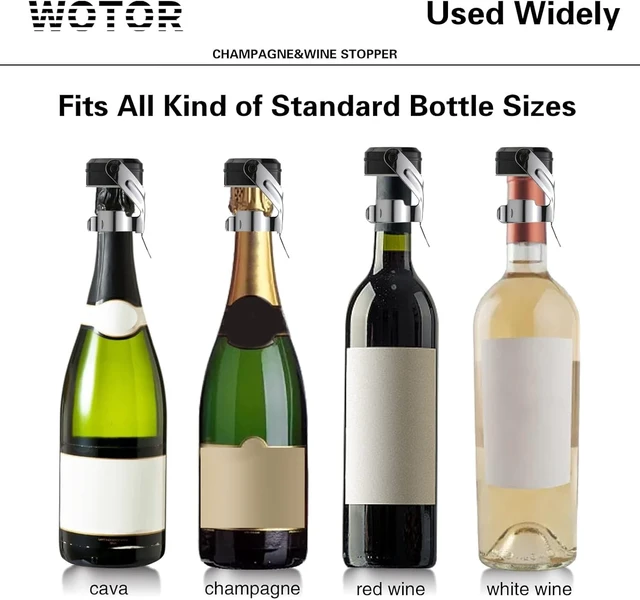 Alt view image 5 of 7 - Champagne & Wine Bottle Stoppers, Champagne Cork, 6 Pack, Silver | Food Grade Silicone, Leak Proof Keep Fresh, Suitable for Wine, Champagne, Cava, Prosecco and Sparkling