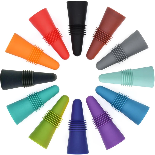 Main image of 12PCS Wine Stoppers Beverage Bottle Sealer Soft Silicone Wine Bottle Stoppers Corks with Grip Top for Keeping Wine Champagne Fresh