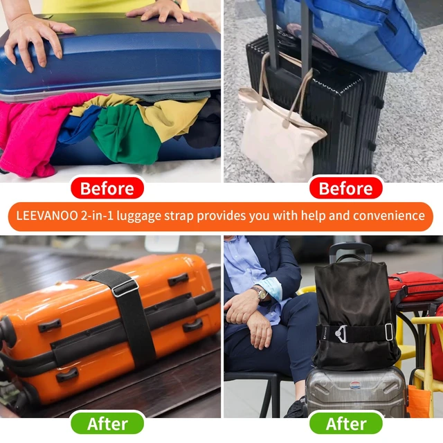 Alt view image 3 of 7 - Luggage Straps for Suitcases, 2-in-1 Add a Bag Adjustable Travel Belt Black | 2-in-1 Luggage Straps for Suitcases Add a Bag, Adjustable Travel Belt Over Suitcase Handle, Secure for Airport Carry On