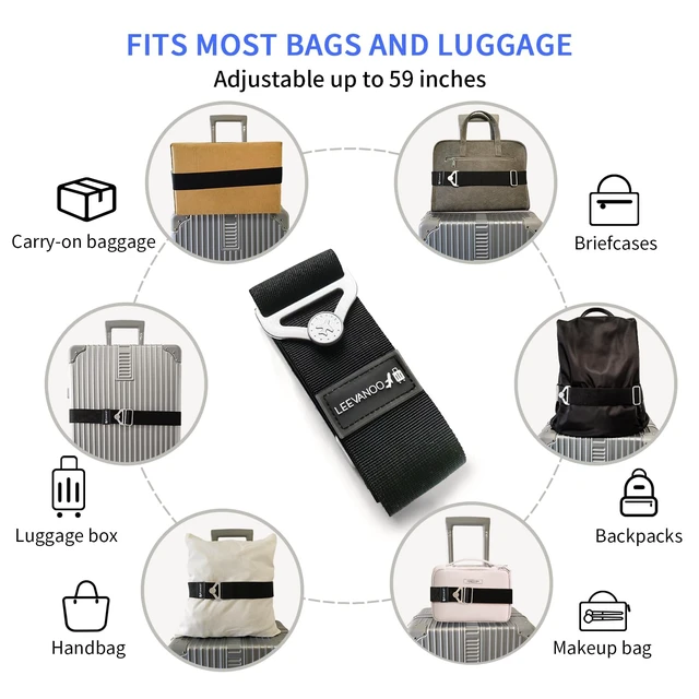Alt view image 7 of 7 - Luggage Straps for Suitcases, 2-in-1 Add a Bag Adjustable Travel Belt Black | 2-in-1 Luggage Straps for Suitcases Add a Bag, Adjustable Travel Belt Over Suitcase Handle, Secure for Airport Carry On
