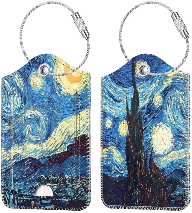 Main image of Luggage Tags Privacy Cover ID Label for Travel Bag Suitcase | with Stainless Steel Loop and Address Card, Starry Night, Starry Night