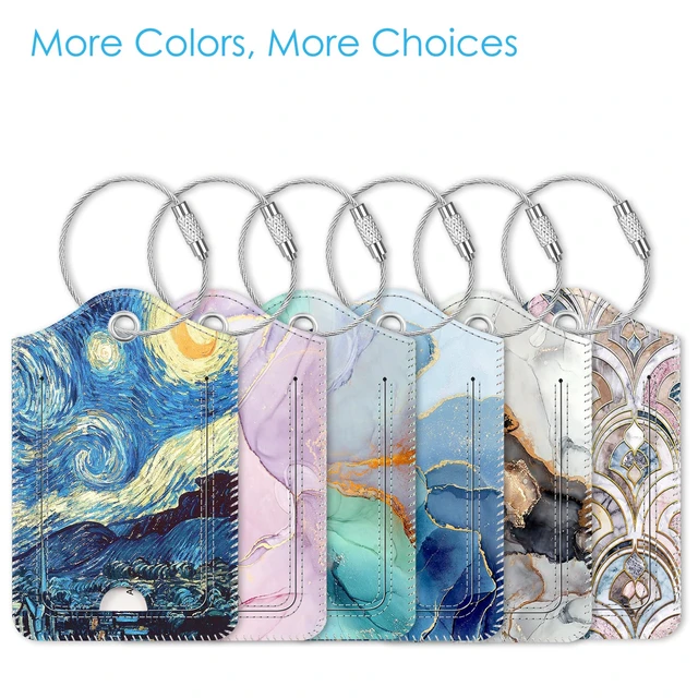Alt view image 6 of 7 - Luggage Tags Privacy Cover ID Label for Travel Bag Suitcase | with Stainless Steel Loop and Address Card, Starry Night, Starry Night
