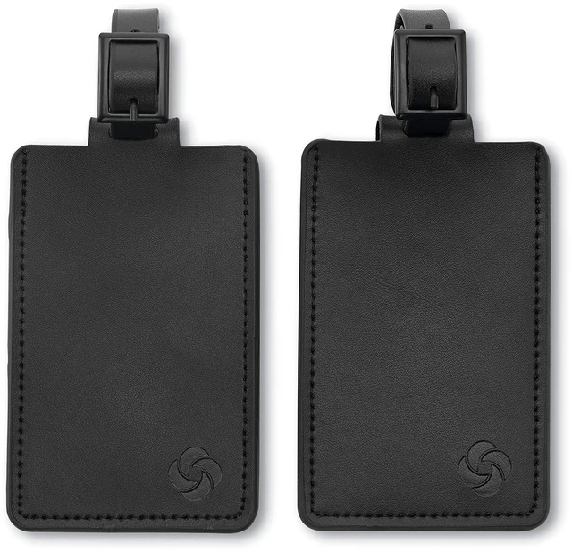 Main image of 2-Pack Leather Luggage ID Tag, Black Logo, One Size