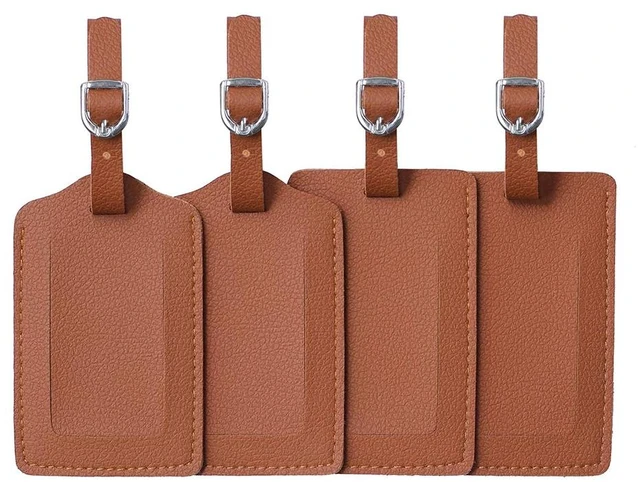 Main image of Luggage Tags, Leather Personalized Suitcase Tag Set of 4 Pack | TSA Approved Luggage ID Tags, Privacy Protection Labels for Men Women, Bag Name Tag Travel Essential Accessories