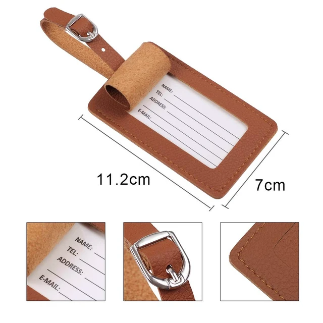 Alt view image 3 of 6 - Luggage Tags, Leather Personalized Suitcase Tag Set of 4 Pack | TSA Approved Luggage ID Tags, Privacy Protection Labels for Men Women, Bag Name Tag Travel Essential Accessories