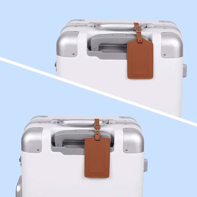 Alt view image 4 of 6 - Luggage Tags, Leather Personalized Suitcase Tag Set of 4 Pack | TSA Approved Luggage ID Tags, Privacy Protection Labels for Men Women, Bag Name Tag Travel Essential Accessories