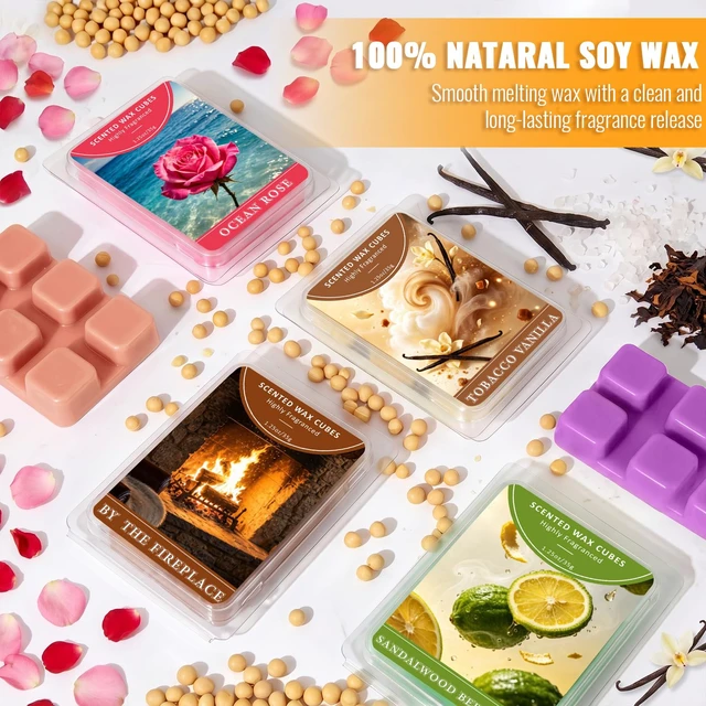 Alt view image 5 of 7 - Wax Melts, 6 Fall & Winter Scented Wax Cubes for Wax Warmer | Gift Set for Home Fragrance-Blackberry Basil, Driftwood, Ocean Rose, Fireplace, Sandalwood Bergamot, Tobacco & Vanilla Scent