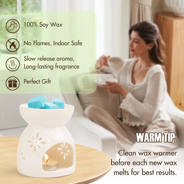 Alt view image 5 of 7 - Wax Melts, Fall Scented Wax Cubes for Wax Warmer, 4 x 2.5 oz | Winter Scent Soy Wax Tarts, Home Fragrances Christmas Gift Set - Ocean Breeze, Fresh Linen, Bohemia Forest, Winds in Summer