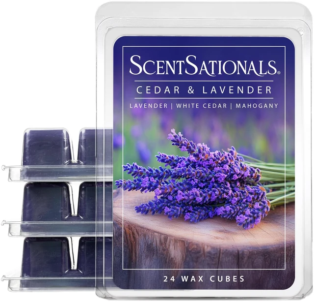 Main image of Cedar & Lavender Scented Wax Melts 10oz (24 Cubes) | Lavender, White Cedar, & Mahogany Long Lasting Fragrance Melts for Scented Wax Warmers
