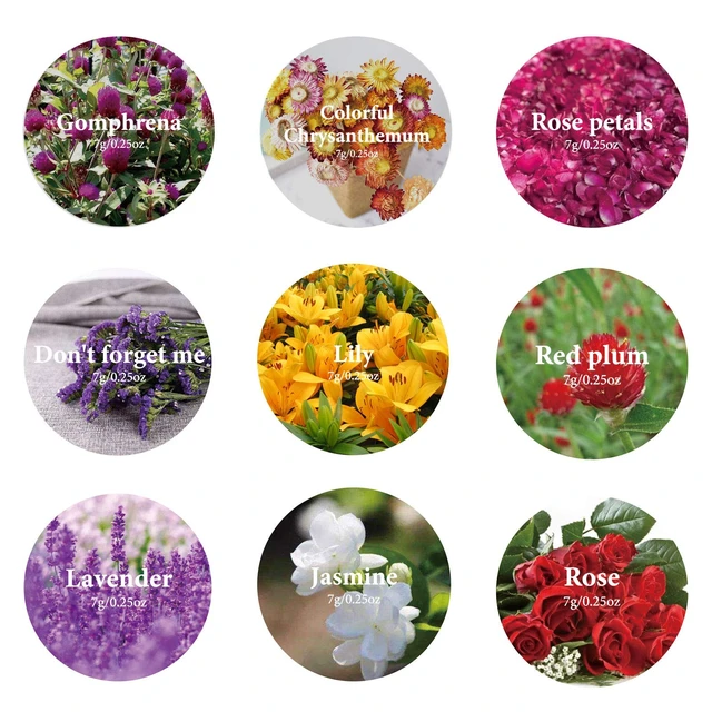 Alt view image 2 of 7 - 9 Bags Dried Flowers,100% Natural Dried Flowers Herbs Kit for Soap Making, DIY Candle Making,Bath - Include Rose Petals,Lavender,Don't Forget Me,Lilium,Jasmine,Rosebudsand More