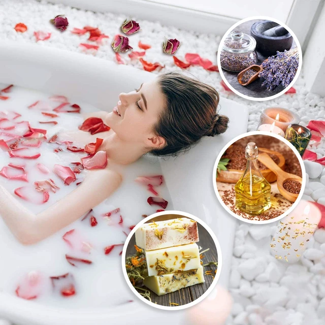 Alt view image 6 of 7 - 9 Bags Dried Flowers,100% Natural Dried Flowers Herbs Kit for Soap Making, DIY Candle Making,Bath - Include Rose Petals,Lavender,Don't Forget Me,Lilium,Jasmine,Rosebudsand More