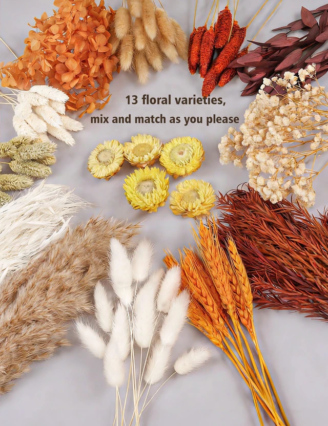 Alt view image 3 of 7 - DIY Dried Flower Set, Bulk Dried Flowers Bouquet, Dried Flower Vase Arrangement, Autumn Decoration,Dried Flowers with Stems. (Fall)