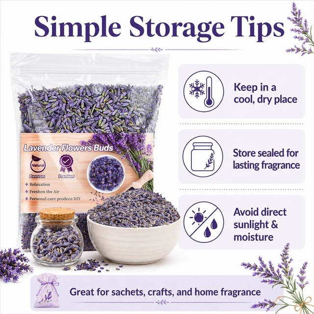 Alt view image 7 of 7 - 3oz Dried Lavender Flowers - Make Sachets for Drawers and Closets | Lavender Buds for DIY Crafts, Bath Salts, Candles, Soap Making| Car Potpourri, Meditation| Wedding, Birthday, Bridal Shower
