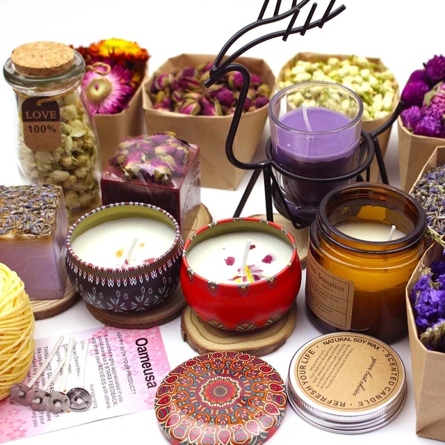 Alt view image 5 of 7 - 9 Bags Set Dried Flowers Artisan Dried Flower Kit - Candle Making Soap Making DIY Candel Natural Flowers-Lemon,Lavender,Roseleaf,Pink Rose,Red Rose,Jasmine,Rose Petal and More