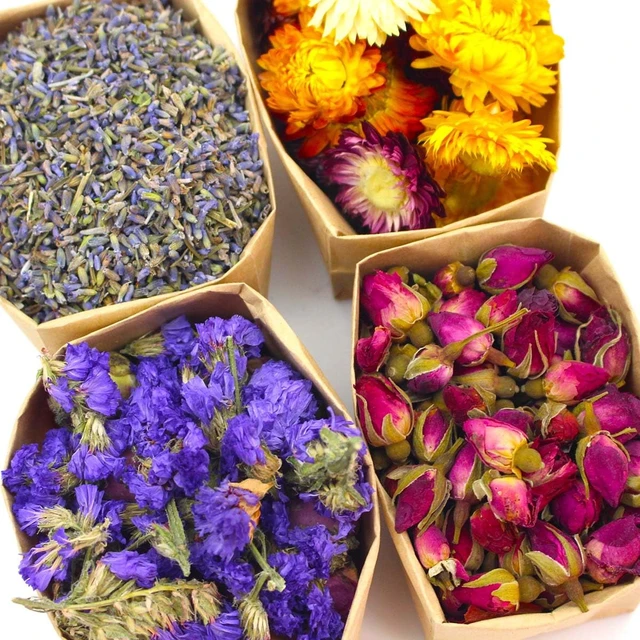Alt view image 4 of 7 - 9 Bags Set Dried Flowers Artisan Dried Flower Kit - Candle Making Soap Making DIY Candel Natural Flowers-Lemon,Lavender,Roseleaf,Pink Rose,Red Rose,Jasmine,Rose Petal and More