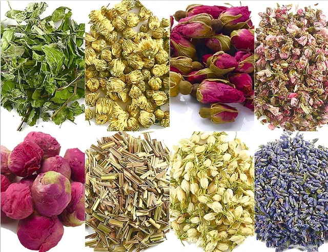 Main image of 8 Bags Dried Flowers Herbs Set for DIY Craft Making Supplies | Natural Rose Buds,Lavender,Chamomile,Jasmine,Peony,etc. Suitable for Soap,Lip Gloss,Floral Arrangement Decorations.