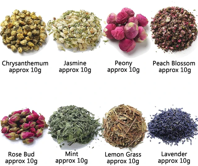 Alt view image 2 of 4 - 8 Bags Dried Flowers Herbs Set for DIY Craft Making Supplies | Natural Rose Buds,Lavender,Chamomile,Jasmine,Peony,etc. Suitable for Soap,Lip Gloss,Floral Arrangement Decorations.