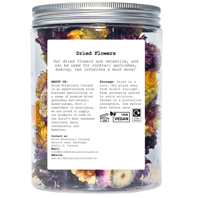 Alt view image 2 of 7 - Edible Dried Mixed Flowers | 100% Natural & Edible | 50+ Flowers | for Garnishing Cocktails, Cake Decoration, Tea Infusions | 50G,1.76 Oz | Edible Fresh Dried Flowers | PET Jar | Drink Botanicals