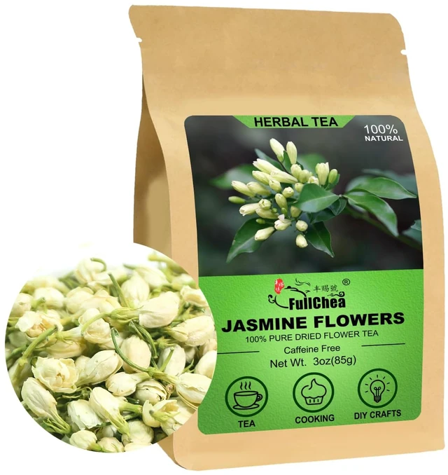 Main image of Jasmine Flowers, 3oz/85g, Whole Dried Flower Buds | Edible jasmine whole flower buds, Non-GMO and caffeine-free, with natural floral aroma for tea and soothing infusions