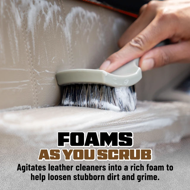 Alt view image 3 of 7 - Nifty Leather Detailing Brush, Synthetic Horse Hair | Safe on genuine, synthetic, vegan, colored leather, angled head keeps hands clean, pairs with Chemical Guys Leather Cleaner