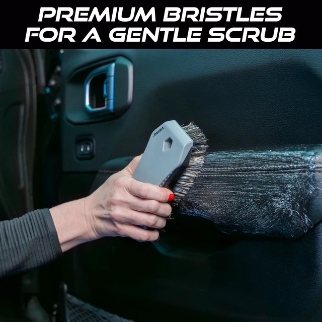 Alt view image 4 of 6 - Leather Cleaner Brush for Interior Car Cleaning, Horsehair Bristles | Soft Bristle Cleaning Brush for Car Interior, Home, and Garage