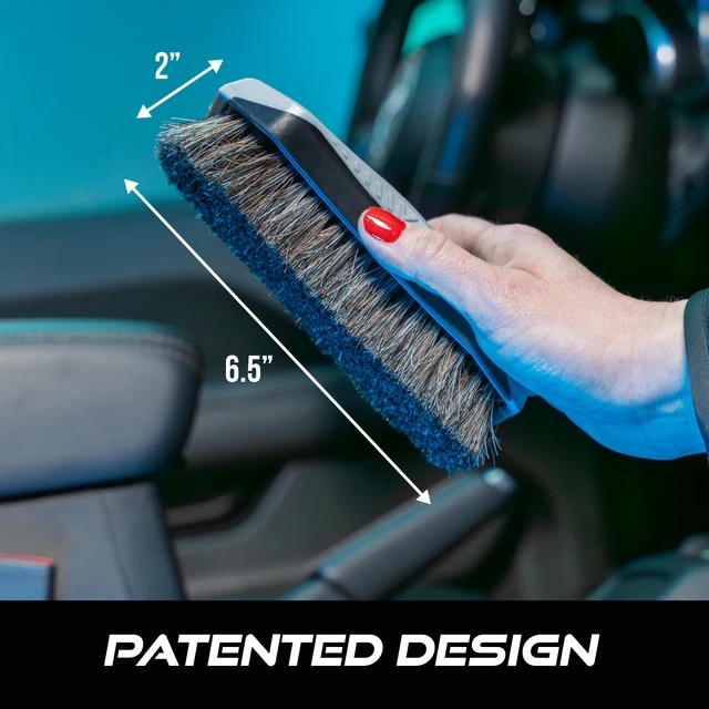 Alt view image 6 of 6 - Leather Cleaner Brush for Interior Car Cleaning, Horsehair Bristles | Soft Bristle Cleaning Brush for Car Interior, Home, and Garage