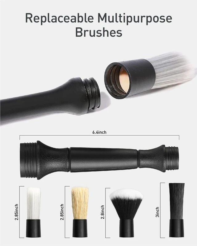 Alt view image 3 of 7 - 9PCS Car Detailing Brush Set, Interior Leather Cleaning | Car Interior Brush Kit, Horse Hair Leather Brush for Car Detailing, Scratch-Free Leather Cleaner Applicator, Cleaning Cloth
