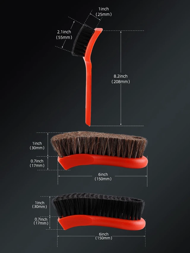 Alt view image 2 of 7 - 3Pcs Car Detailing Brush Kit, Leather & Textile Interior Brush, Comfortable Grip and Scratch-Free Cleaning for Dashboard, Wheels, Seats, Foot Mats and Small Areas, Black