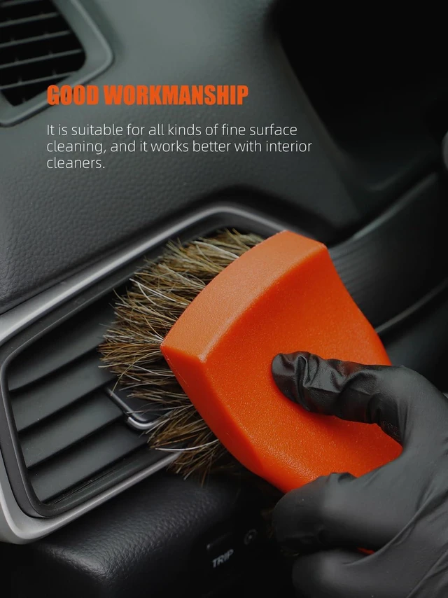 Alt view image 5 of 7 - 3Pcs Car Detailing Brush Kit, Leather & Textile Interior Brush, Comfortable Grip and Scratch-Free Cleaning for Dashboard, Wheels, Seats, Foot Mats and Small Areas, Black
