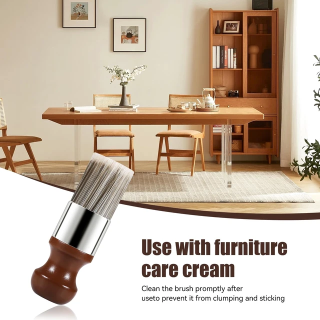 Alt view image 4 of 7 - Leather & Furniture Polishperfect Brush, Salve Brush for Furniture, Leather & Wood Care Cleaning Brush with Comfortable Handle & Soft Bristles Wax Brushing Tool for Home Car Interiors