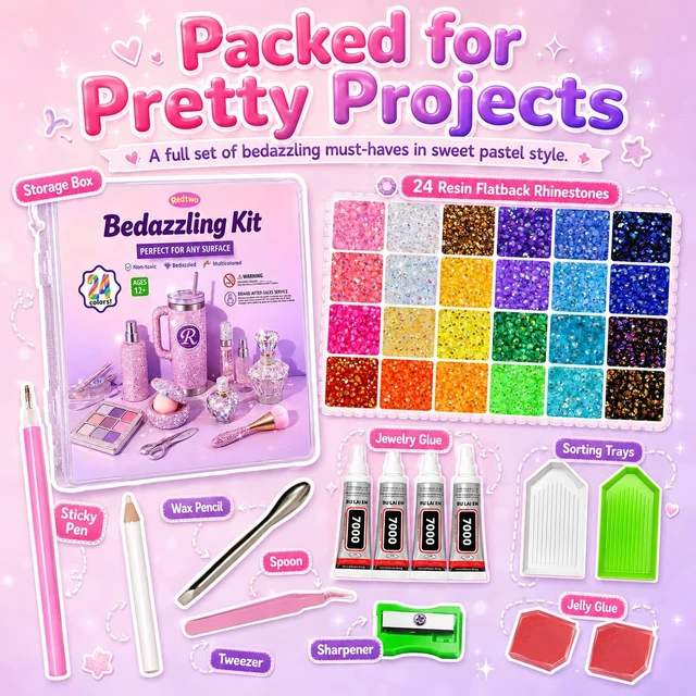 Alt view image 2 of 7 - 40000Pcs Resin Jelly Rhinestones for Bedazzling Kit | 24 Colors, 3mm Multicolor Flatback Rhinestones, 4Pcs Glue and Tools, Bedazzler Kit for Clothes, Books, Shoes, Nail & Crafting