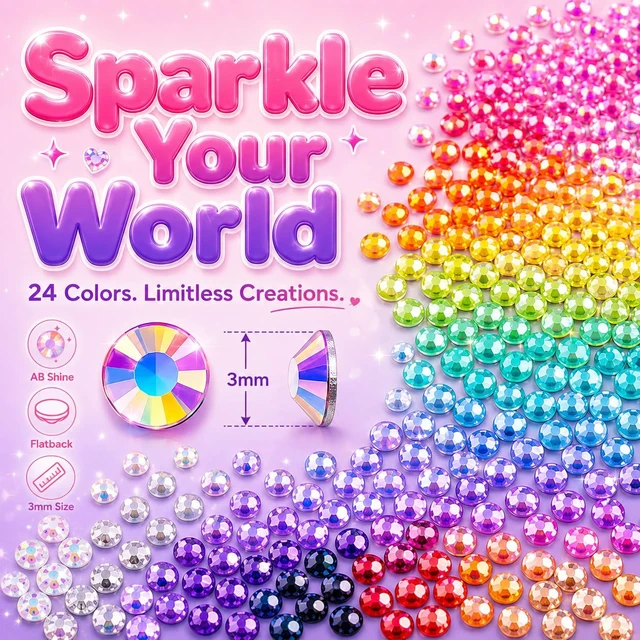 Alt view image 3 of 7 - 40000Pcs Resin Jelly Rhinestones for Bedazzling Kit | 24 Colors, 3mm Multicolor Flatback Rhinestones, 4Pcs Glue and Tools, Bedazzler Kit for Clothes, Books, Shoes, Nail & Crafting