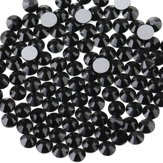 Main image of Flat Back Crystal Rhinestones,Jet Black, SS20, 1440pcs | Flatback Glass Gems, for Nail Art Craft, Glue Fix, 4.6-4.8mm