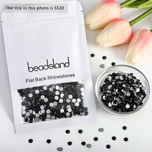 Alt view image 4 of 5 - Flat Back Crystal Rhinestones,Jet Black, SS20, 1440pcs | Flatback Glass Gems, for Nail Art Craft, Glue Fix, 4.6-4.8mm