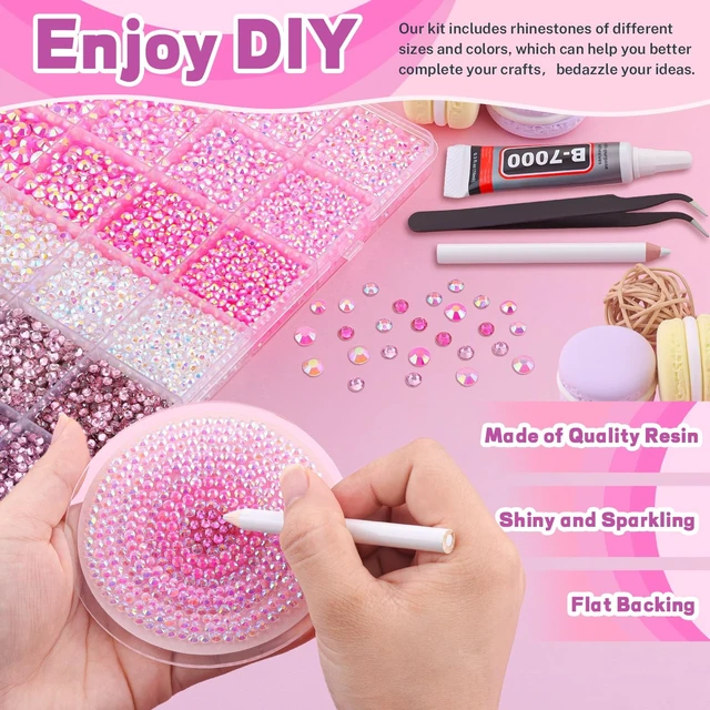 Alt view image 3 of 7 - 20000Pcs Pink Rhinestones for Bedazzling Kit with 3Pcs B7000 Jewelry Glue | Resin Rhinestones for Crafting Crafts, Bedazzler Kit Flatback Gems for Clothing Shoes Tumblers Nail Art