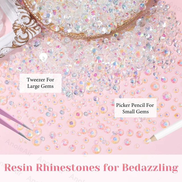 Alt view image 4 of 7 - 12000Pcs Clear AB Rhinestones for Bedazzling Kit, Bedazzling Resin Gems | 2/3/4/5/6mm Gems Bedazzling for Crafting, Flatback Rhinestones for Craft DIY Face Makeup Crafts Tumblers