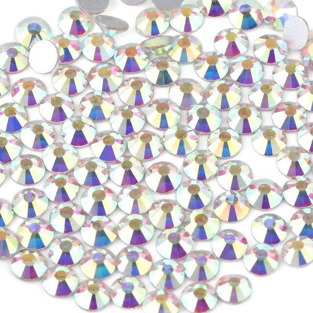 Alt view image 2 of 5 - Flat Back Crystal Rhinestones, Crystal AB, SS10, 2880pcs | Flatback Glass Gems, 2.7-2.9mm, for Nail Art Craft, Glue Fix,Clear AB