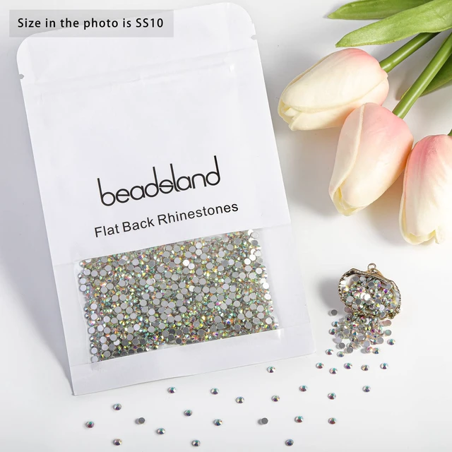 Alt view image 4 of 5 - Flat Back Crystal Rhinestones, Crystal AB, SS10, 2880pcs | Flatback Glass Gems, 2.7-2.9mm, for Nail Art Craft, Glue Fix,Clear AB