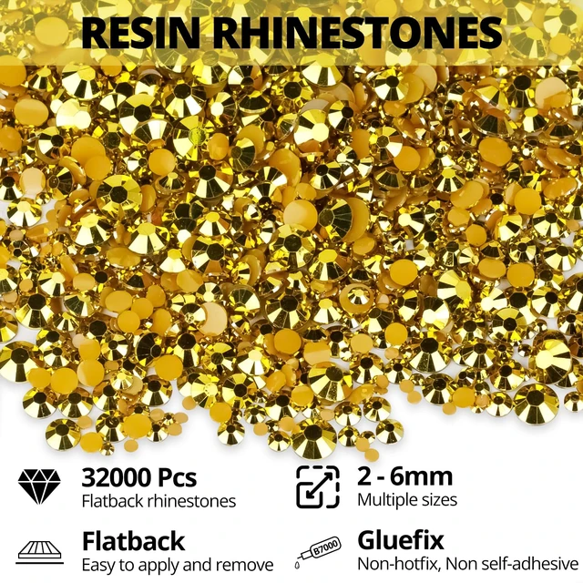 Alt view image 2 of 6 - 35000Pcs Light Gold Rhinestones Gems for Bedazzling, Bedazzler Kit Jewels | 2-6mm Flatback Diamond Crystal Flat Back Rhine Stones Bedazzle Gemstones b-7000 Glue for Crafts Clothes Crafting Dress