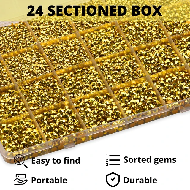 Alt view image 3 of 6 - 35000Pcs Light Gold Rhinestones Gems for Bedazzling, Bedazzler Kit Jewels | 2-6mm Flatback Diamond Crystal Flat Back Rhine Stones Bedazzle Gemstones b-7000 Glue for Crafts Clothes Crafting Dress