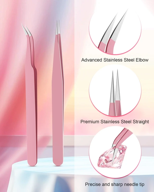 Alt view image 4 of 7 - Rhinestone Picker Tool Set,Rhinestone Applicator Tool,Rhinestone Picker Dotting With 4 Extra Pink Replaceable Wax Head and 2 Tweezer (Pink A)