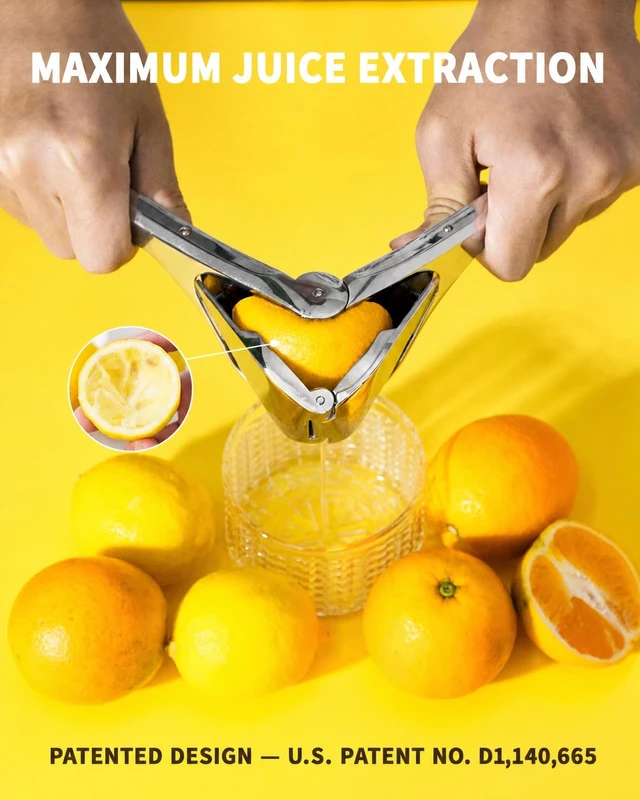 Alt view image 2 of 7 - Lemon Squeezer, Stainless Steel Lemon Juicer, Manual Juicer | Manual Juicer for Lemon Citrus Lime Orange, Handheld citrus Squeezer, Heavy Duty, Exprimidor De Limones